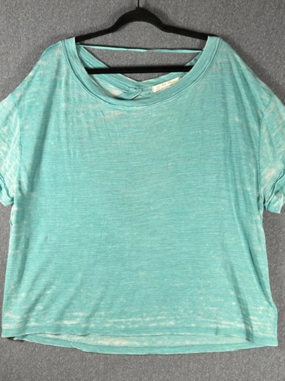 We The Free T Shirt Womens Sz Medium Teal Oversized Open Back Short Sleeve